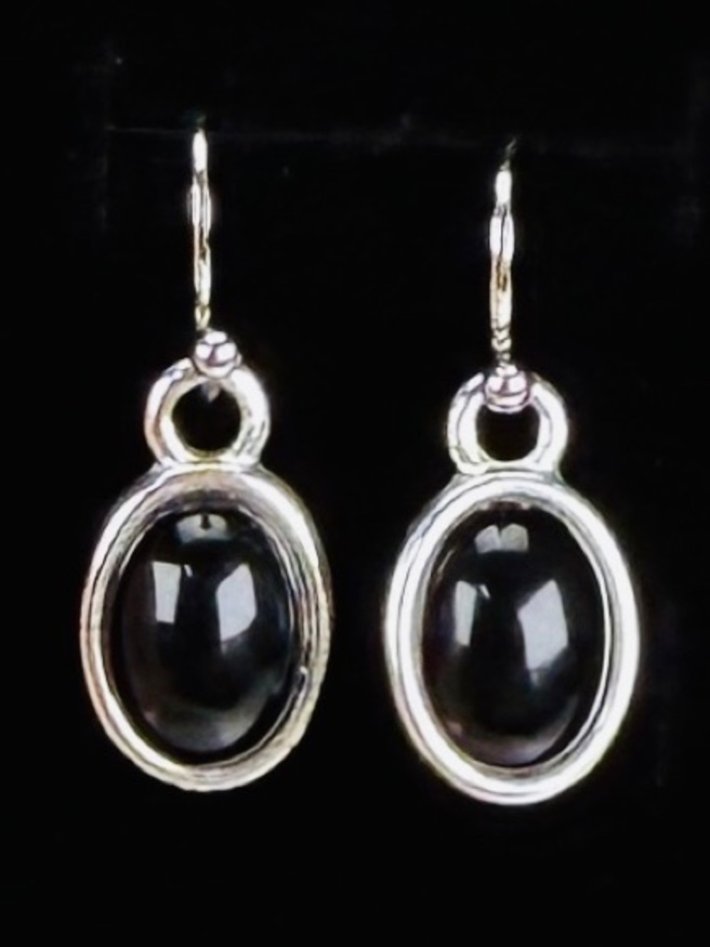 Silvertone convertible, black and red dual side pierced dangle earrings